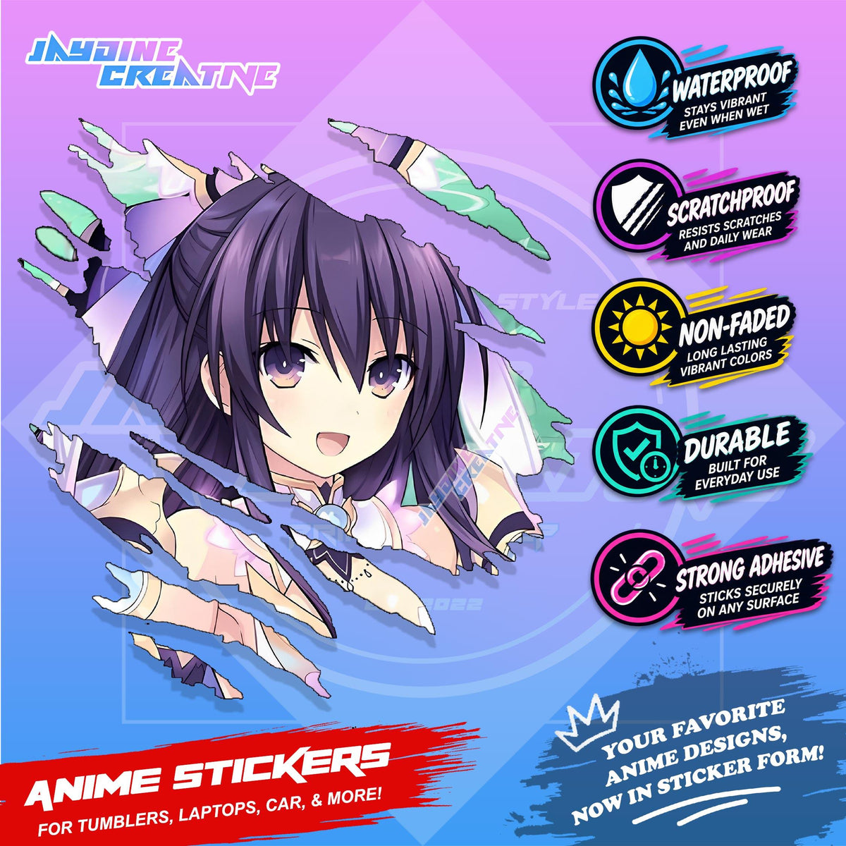 Date A Live Anime Inspired Scratch Sticker | Waterproof Vinyl for Helmet Motorcycle Laptop & Tumbler