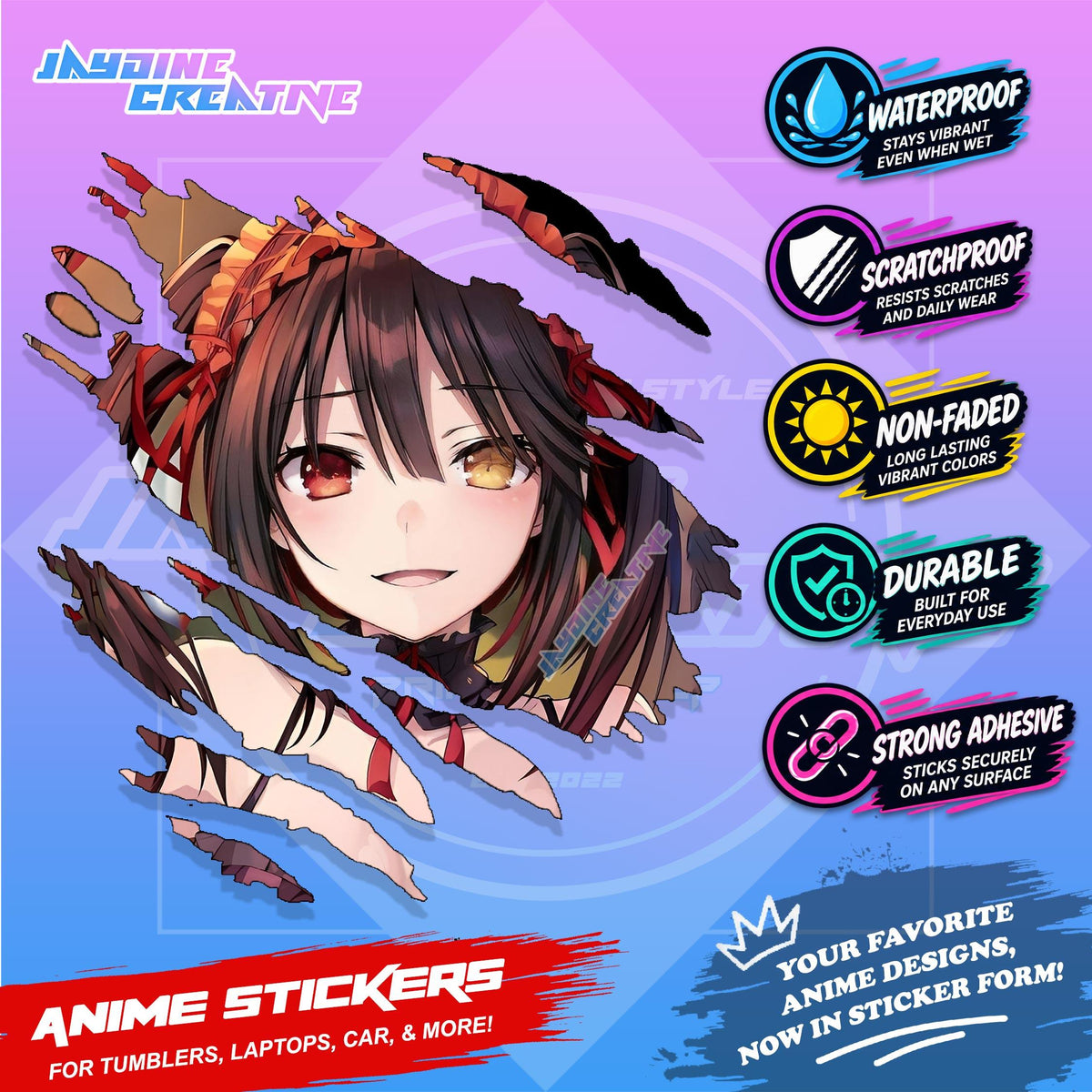Date A Live Anime Inspired Scratch Sticker | Waterproof Vinyl for Helmet Motorcycle Laptop & Tumbler