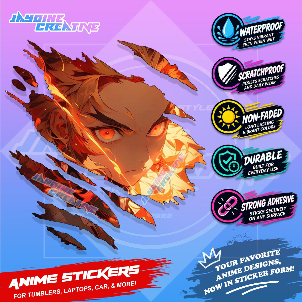All  Anime Inspired Scratch Sticker Waterproof Vinyl for Helmet, Motorcycle, Car, Laptop, Phone & Tumbler