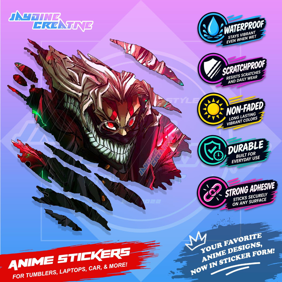 Dandadan Anime Scratch Sticker | Waterproof Vinyl for Helmet, Motorcycle, Car, Laptop & Tumbler
