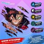 Black Clover Inspired Scratch Sticker Waterproof Vinyl for Helmet, Motorcycle, Car, Laptop & Tumbler