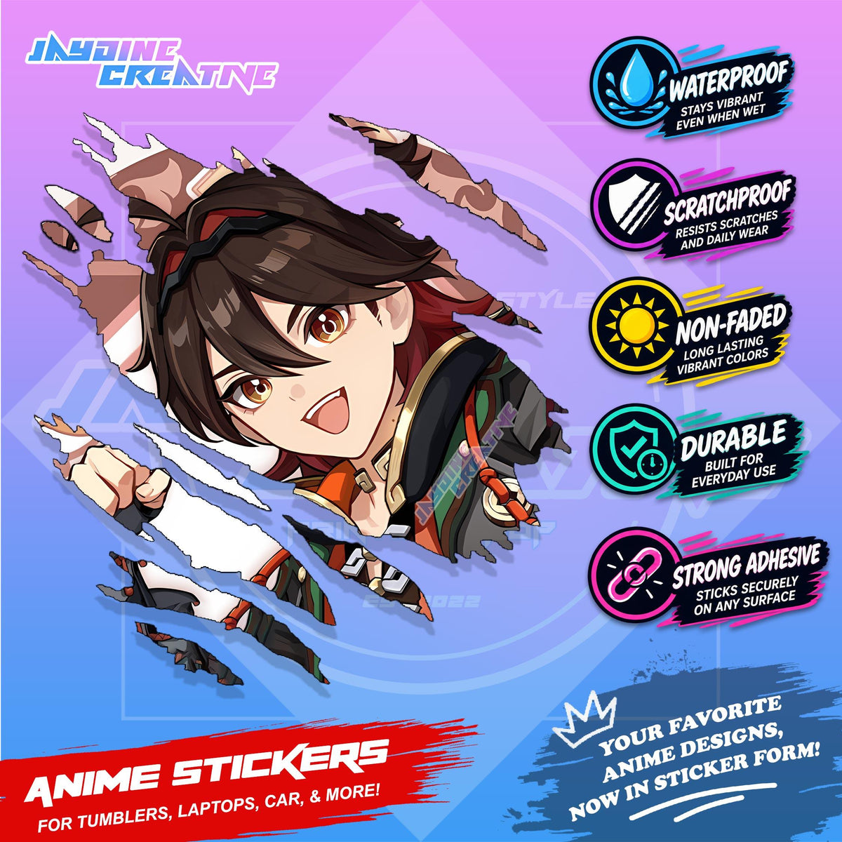 Genshin Liyue Inspired Scratch Sticker | Waterproof Vinyl for Helmet, Motorcycle, Laptop & Tumbler