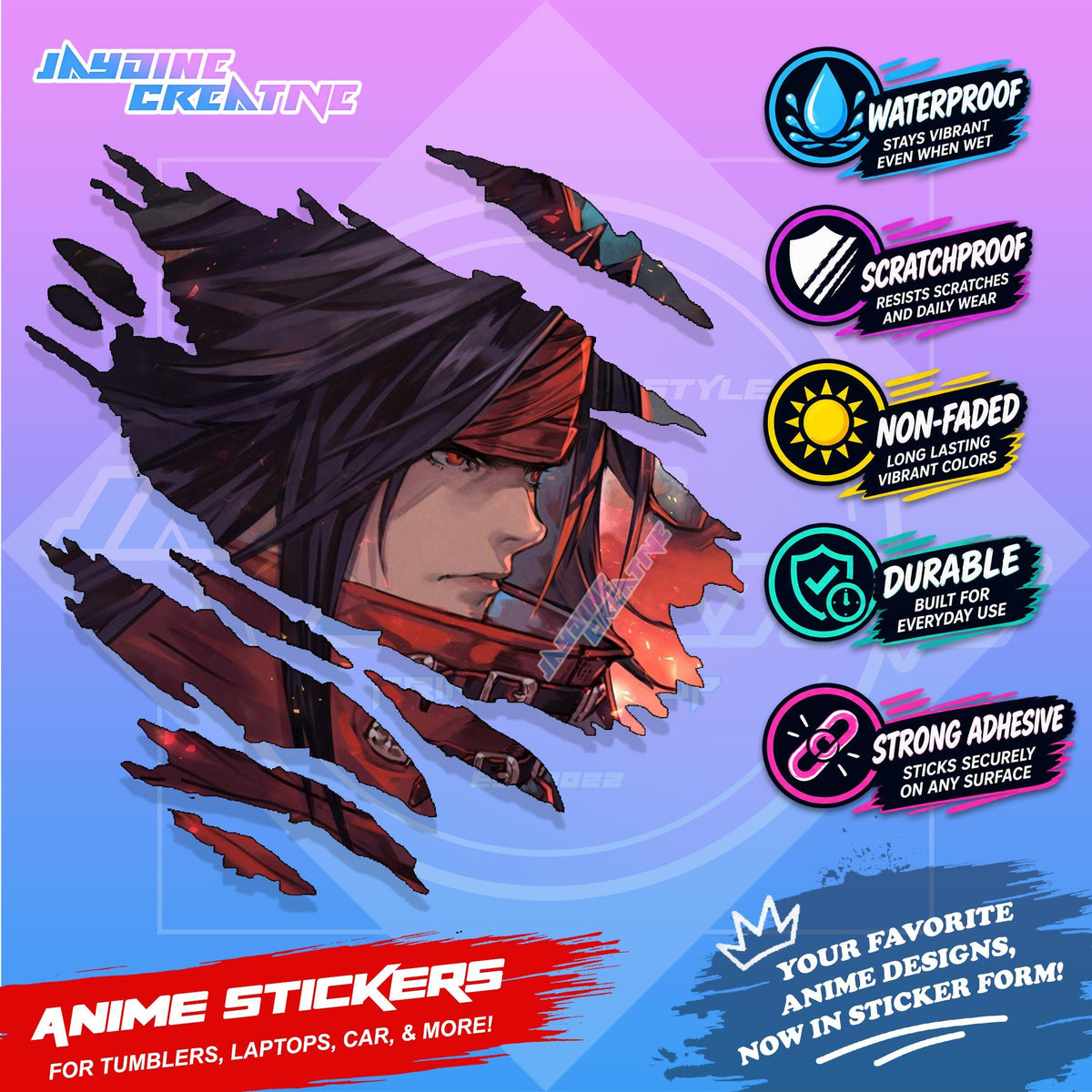 Final Fantasy Inspired Scratch Sticker | Waterproof Vinyl for Helmet, Motorcycle, Laptop & Tumbler