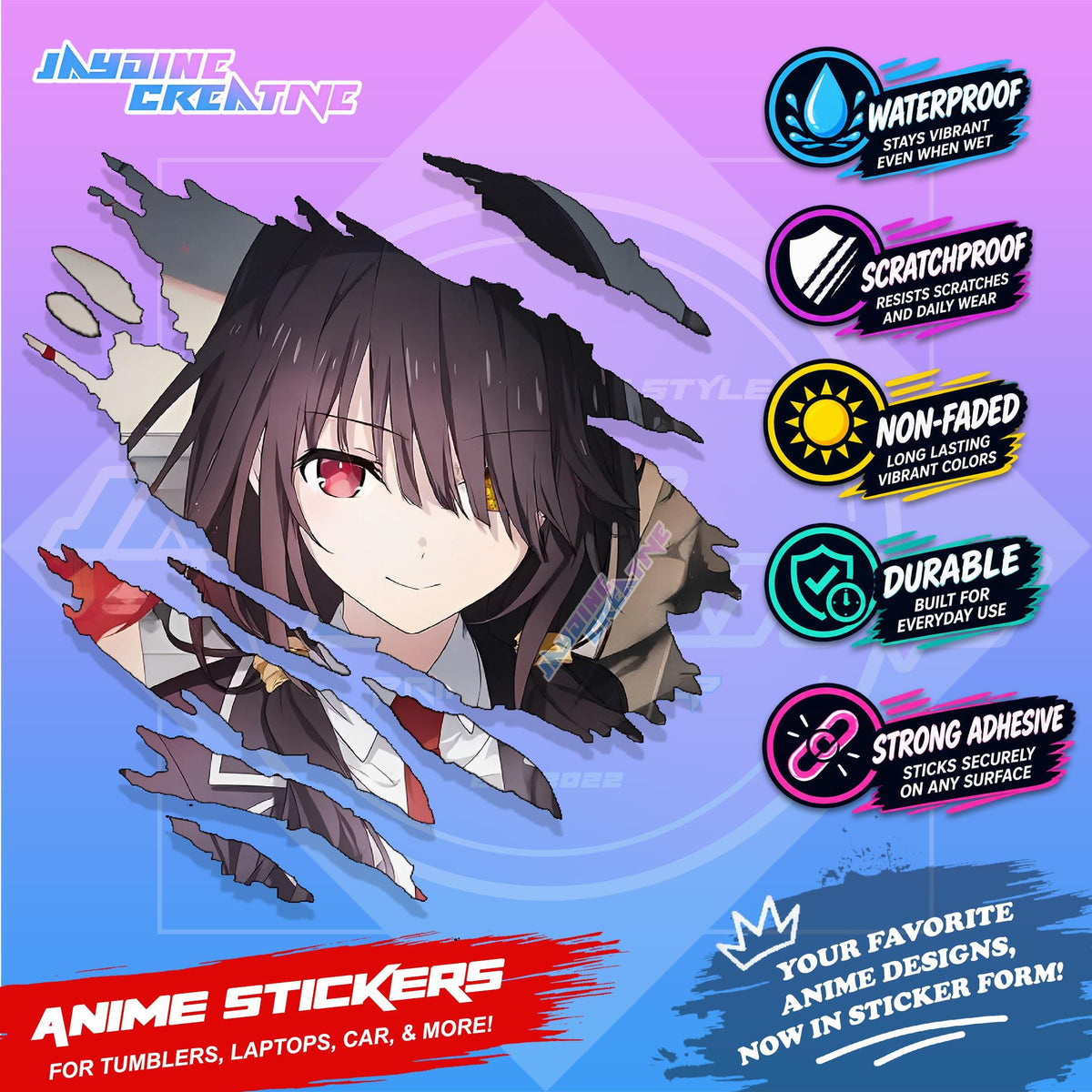 Date A Live Anime Inspired Scratch Sticker | Waterproof Vinyl for Helmet Motorcycle Laptop & Tumbler