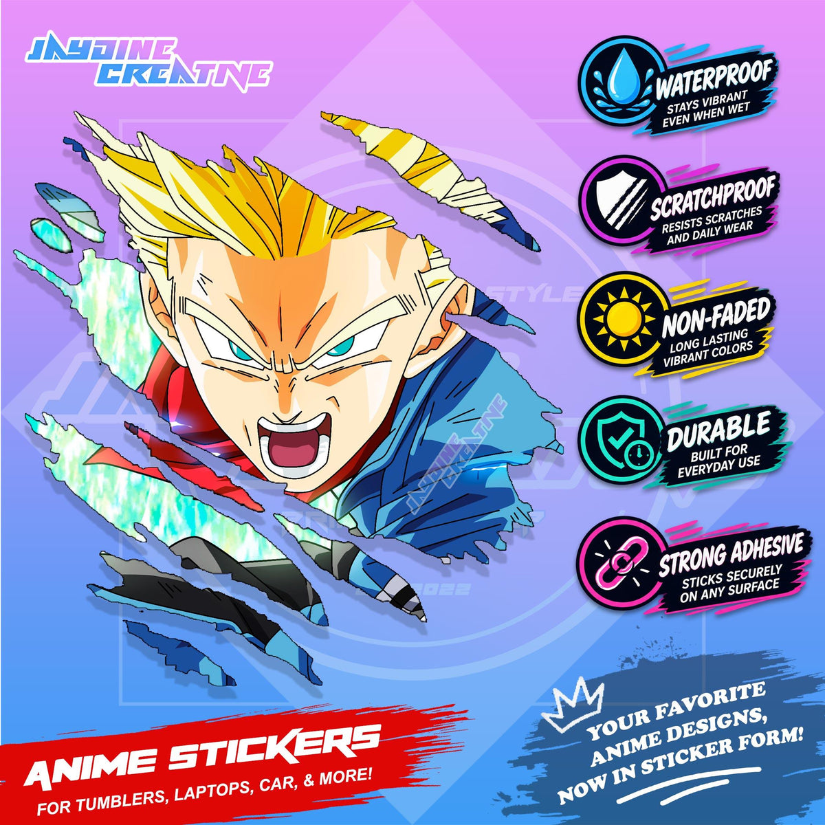 Dragonball Anime Inspired Scratch Sticker Waterproof Vinyl for Helmet, Motorcycle, Car & Tumbler