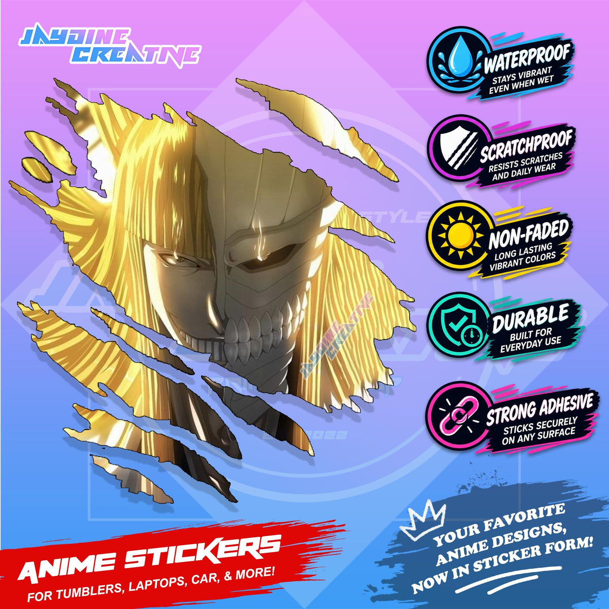 Bleach Anime Inspired Scratch Sticker Waterproof Vinyl for Helmet, Motorcycle, Car, Laptop & Tumbler
