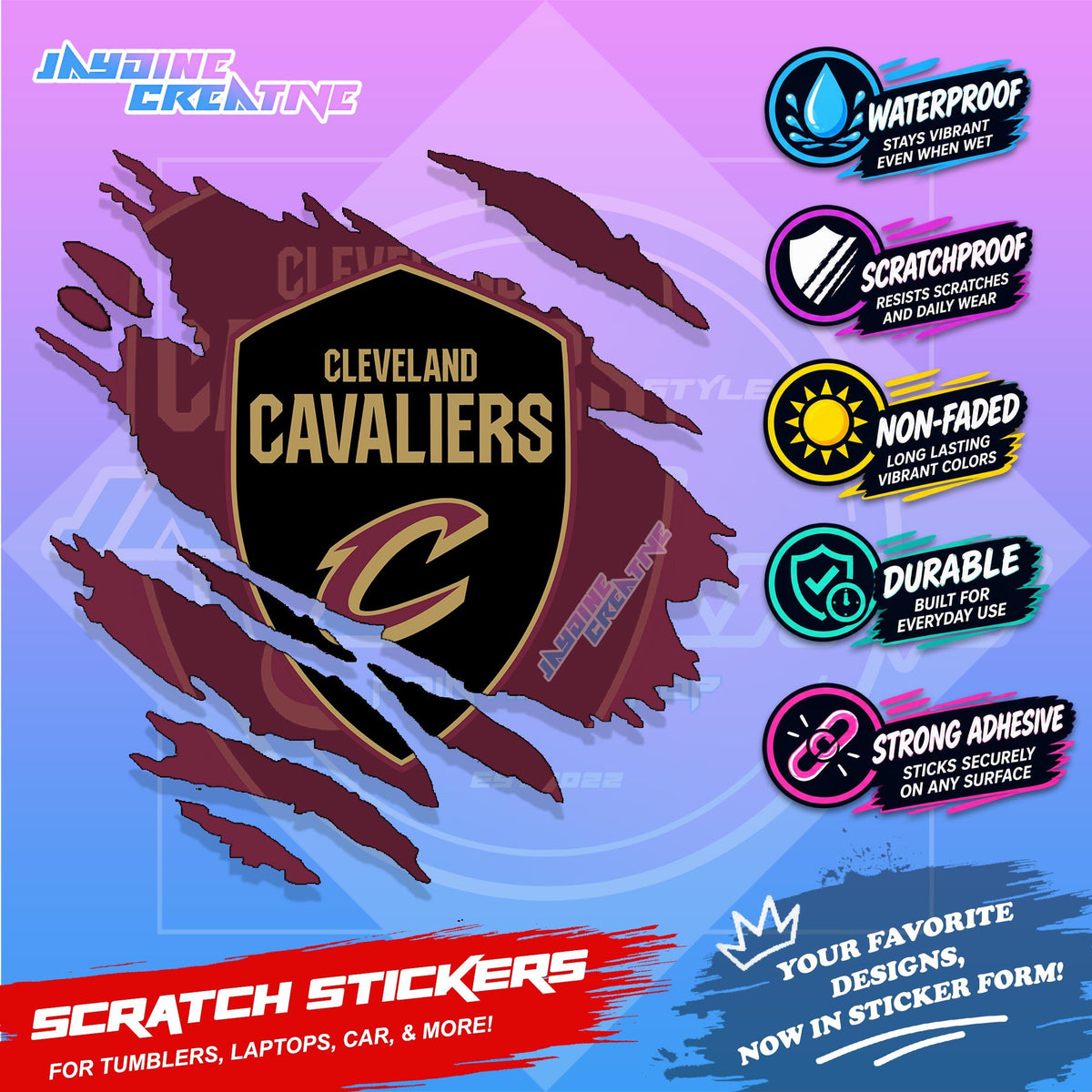 Basketball Team Inspired Scratch Sticker Waterproof Vinyl for Helmet, Motorcycle, Car, Laptop & Tumbler