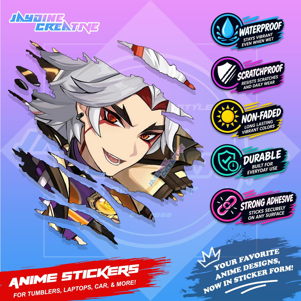 Genshin Inazuma Inspired Scratch Sticker Waterproof Vinyl for Helmet, Motorcycle, Car & Tumbler