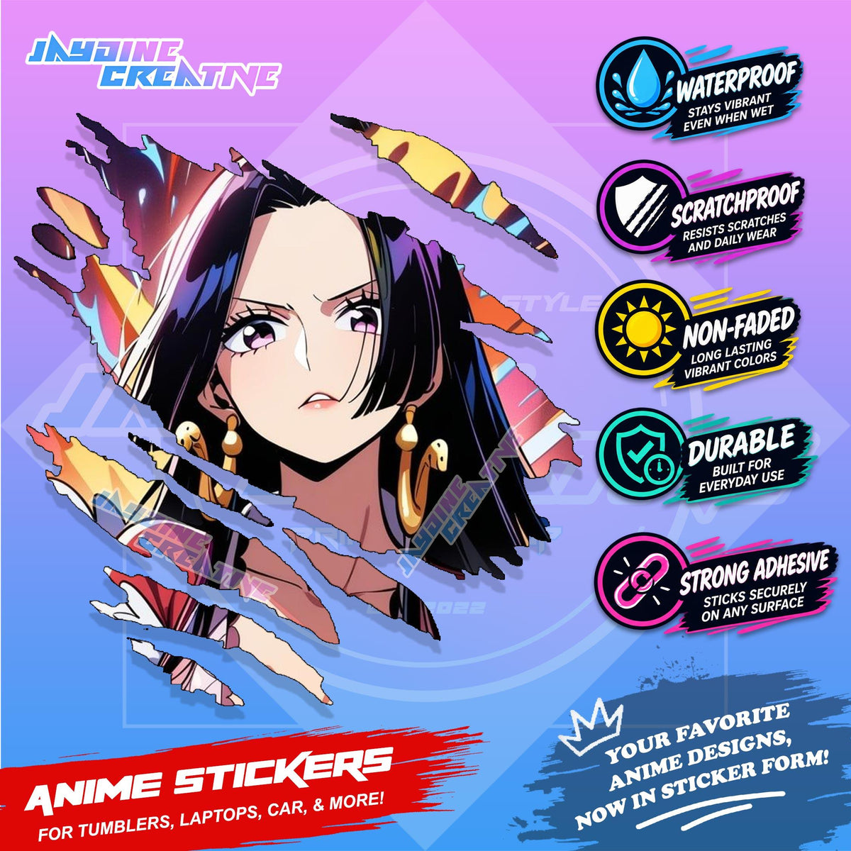 New One Piece Anime Inspired Scratch Sticker Waterproof Vinyl for Helmet, Motorcycle, Car & Tumbler
