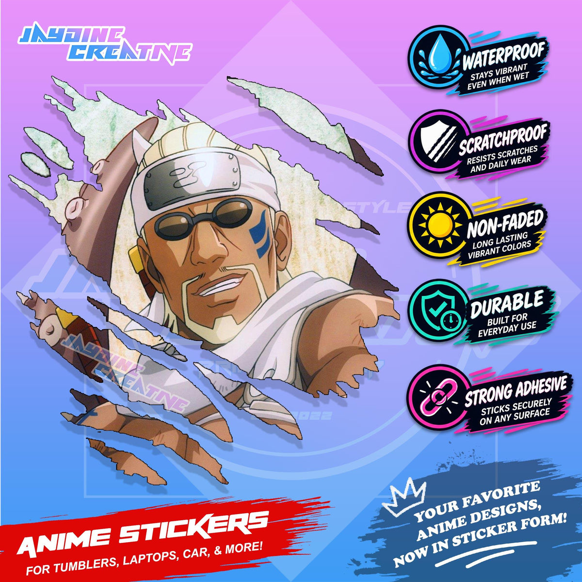 Naruto Inspired Scratch Sticker | Waterproof Vinyl for Helmet, Motorcycle, Car & Tumbler