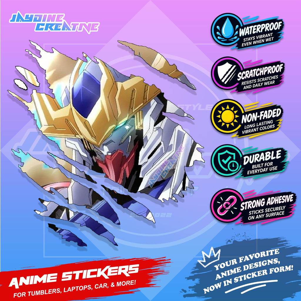 Gundam Inspired Scratch Sticker | Waterproof Vinyl for Helmet, Motorcycle, Car, Laptop & Tumbler