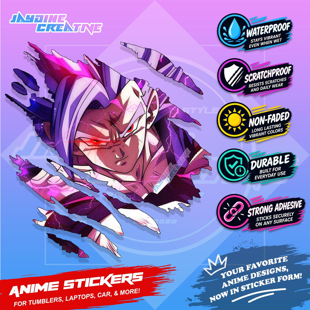 Dragonball Anime Inspired Scratch Sticker Waterproof Vinyl for Helmet, Motorcycle, Car & Tumbler