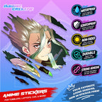 Dr. Stone Anime Inspired Scratch Sticker | Waterproof Vinyl for Helmet, Motorcycle, Laptop & Tumbler