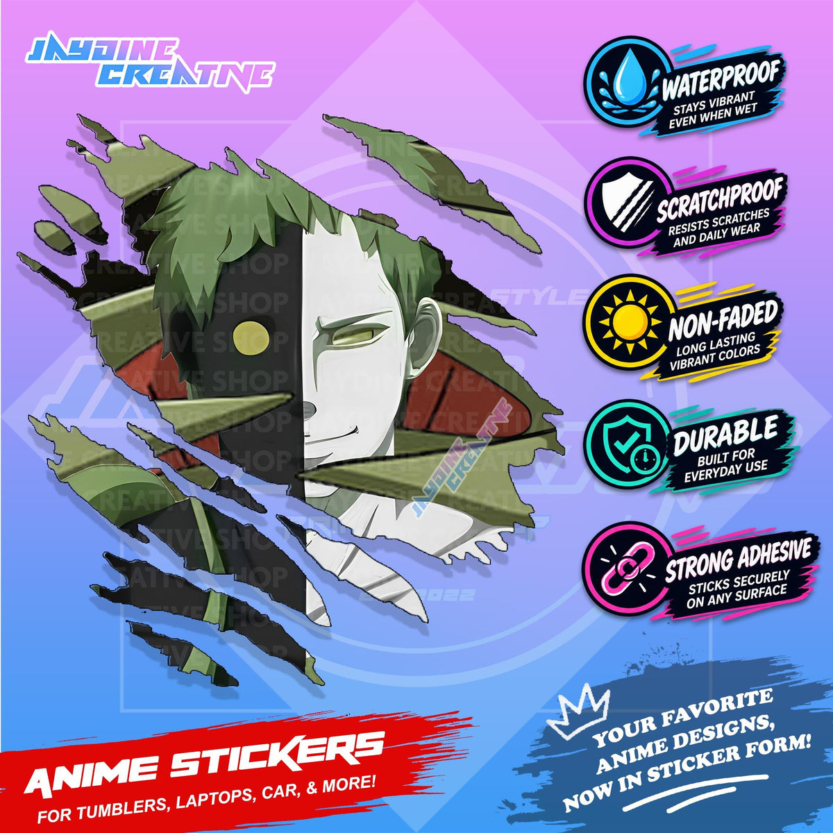 Akatsuki Anime Inspired Scratch Sticker | Waterproof Vinyl for Helmet, Motorcycle, Car & Tumbler