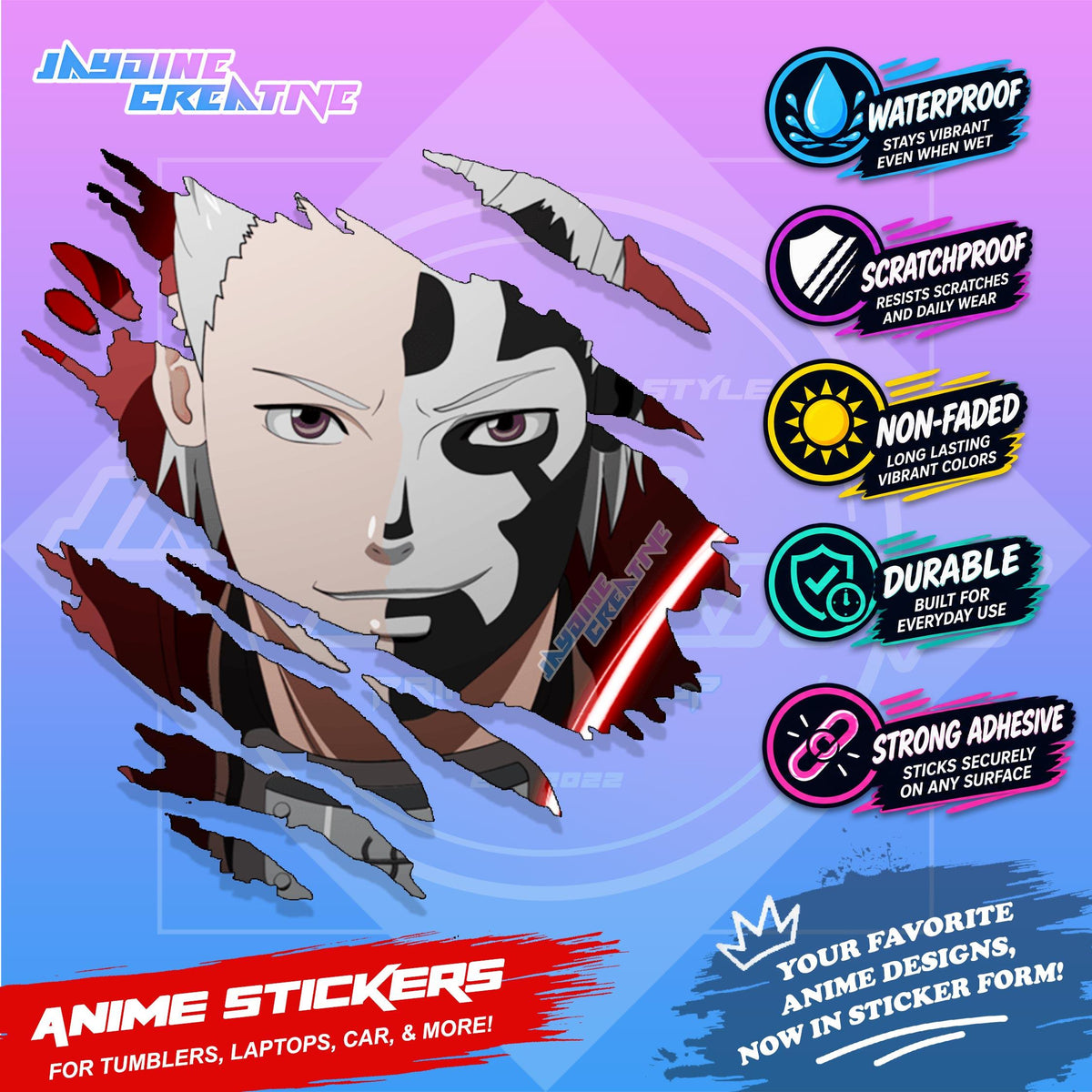 Akatsuki Anime Inspired Scratch Sticker | Waterproof Vinyl for Helmet, Motorcycle, Car & Tumbler