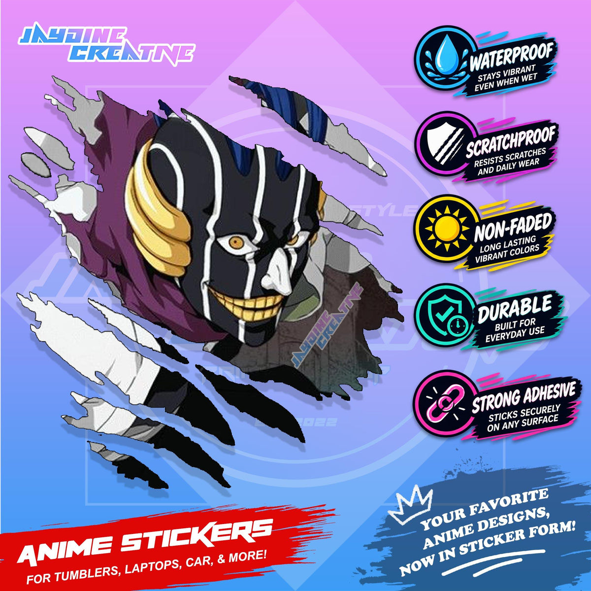Bleach Anime Inspired Scratch Sticker Waterproof Vinyl for Helmet, Motorcycle, Car, Laptop & Tumbler