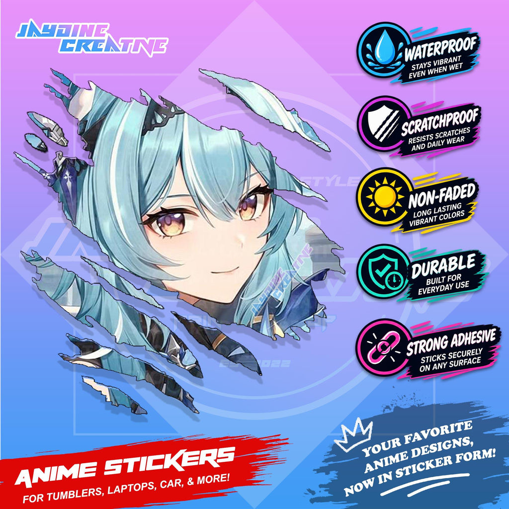 Genshin Impact Inspired Scratch Sticker | Waterproof Vinyl for Helmet, Motorcycle, Laptop & Tumbler