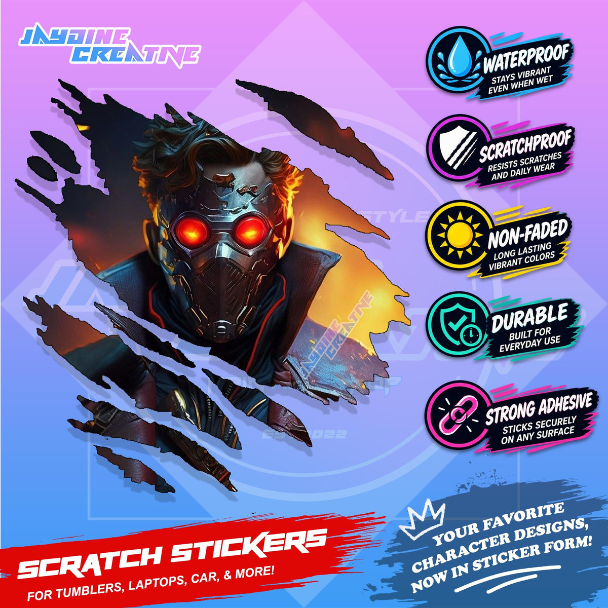 Avengers Marvel Inspired Scratch Sticker Waterproof Vinyl for Helmet, Motorcycle, Car & Tumbler