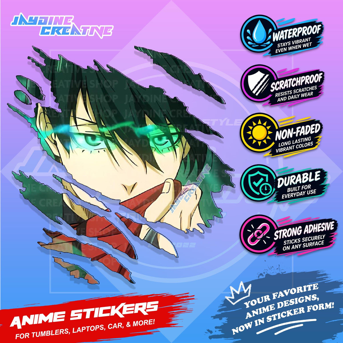 Blue lock Anime Scratch Sticker | Waterproof Vinyl for Helmet, Motorcycle, Car, Laptop & Tumbler