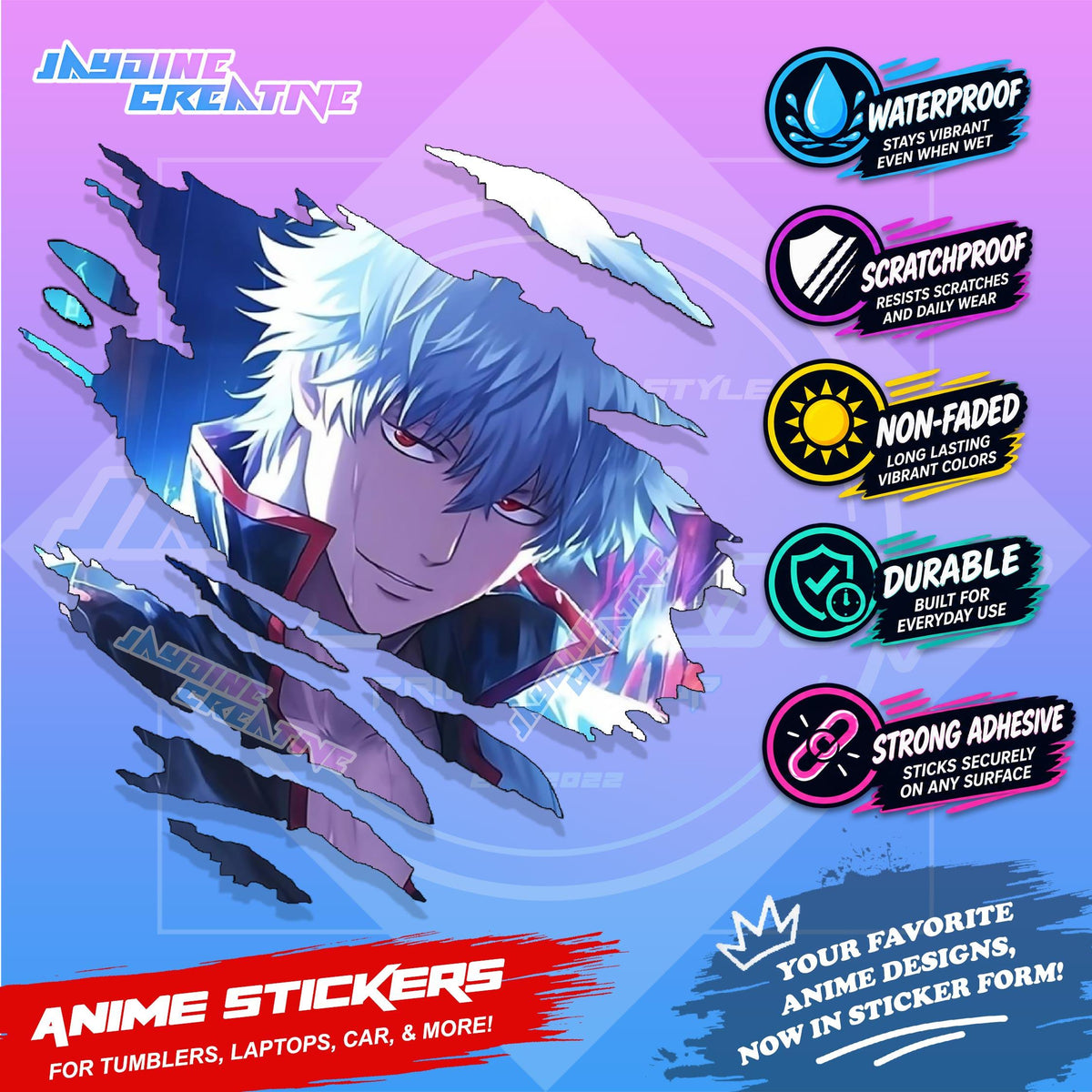 All Anime Anime Inspired Set 2  Anime Inspired Scratch Sticker Waterproof Vinyl for Helmet, Motorcycle, Car, Laptop & Tumbler