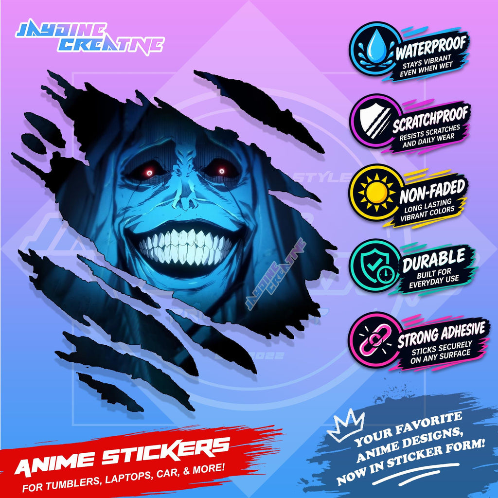 Solo Leveling Inspired Scratch Sticker | Waterproof Vinyl for Helmet, Motorcycle, Car & Tumbler