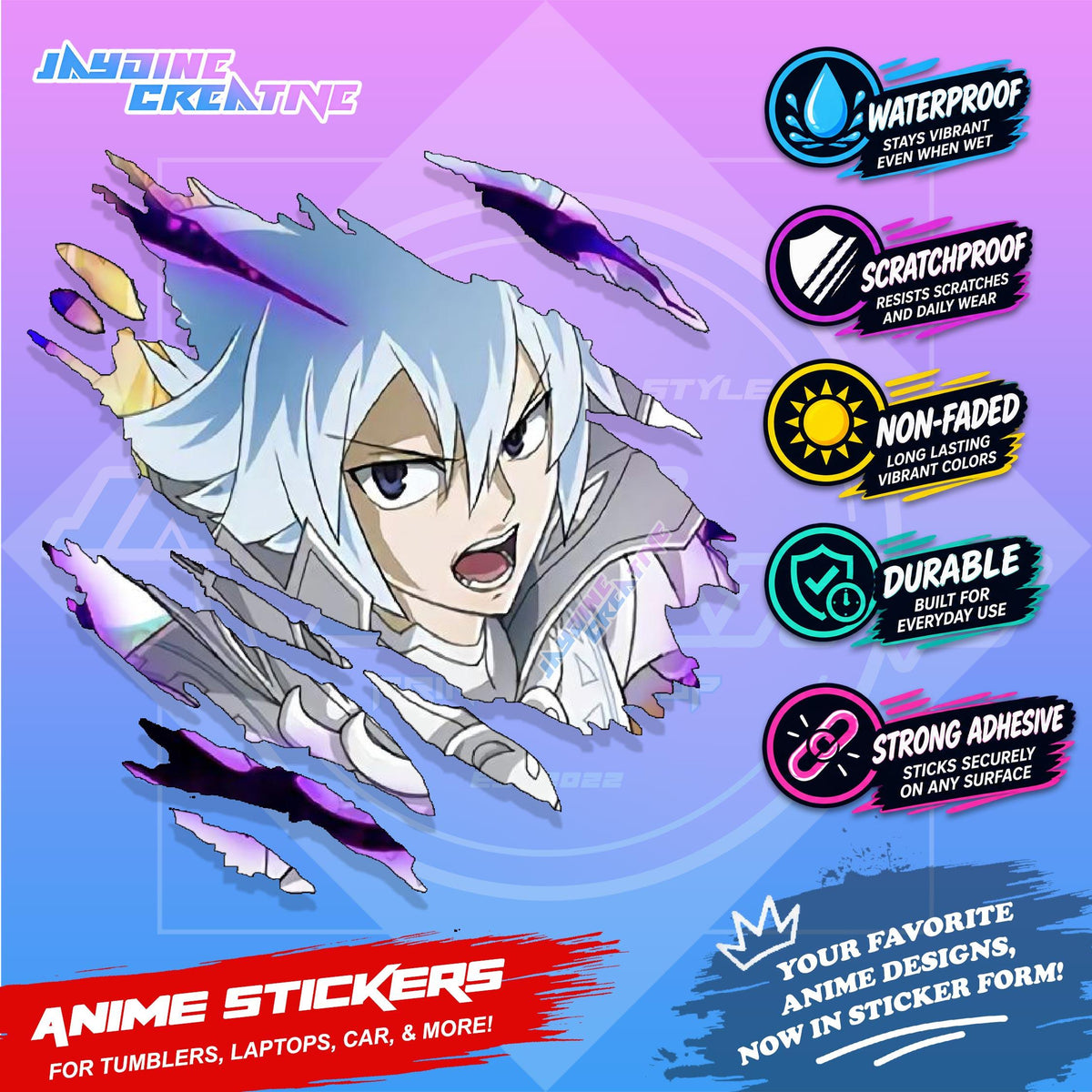 Fairy Tail Anime Inspired Scratch Sticker | Waterproof Vinyl for Helmet, Motorcycle Laptop & Tumbler