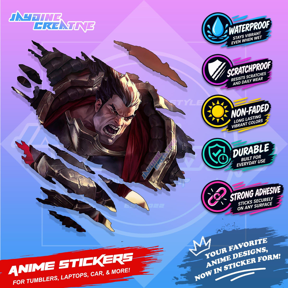 League of Legends Inspired Scratch Sticker Waterproof Vinyl for Helmet, Motorcycle, Laptop & Tumbler