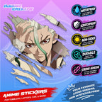 Dr. Stone Anime Inspired Scratch Sticker | Waterproof Vinyl for Helmet, Motorcycle, Laptop & Tumbler