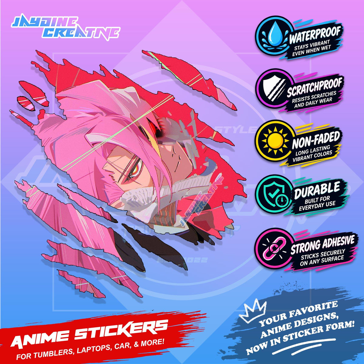 Dandadan Anime Scratch Sticker | Waterproof Vinyl for Helmet, Motorcycle, Car, Laptop & Tumbler