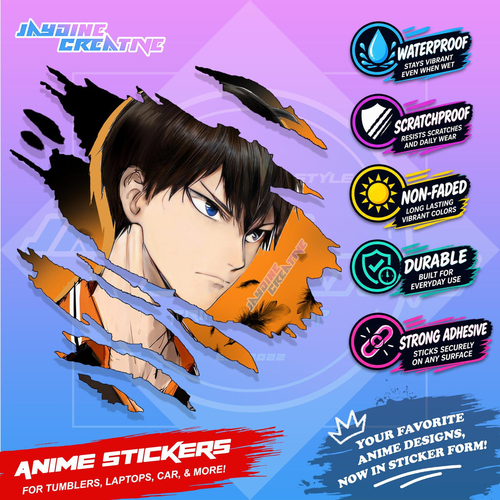 Haikyu Anime Inspired Scratch Sticker Waterproof Vinyl for Helmet, Motorcycle, Car, Laptop & Tumbler