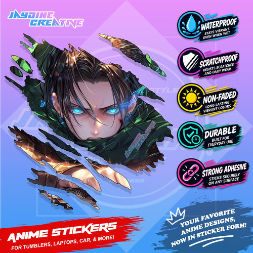 Attack on Titan Anime Inspired Scratch Sticker Waterproof Vinyl for Helmet Motorcycle, Car & Tumbler