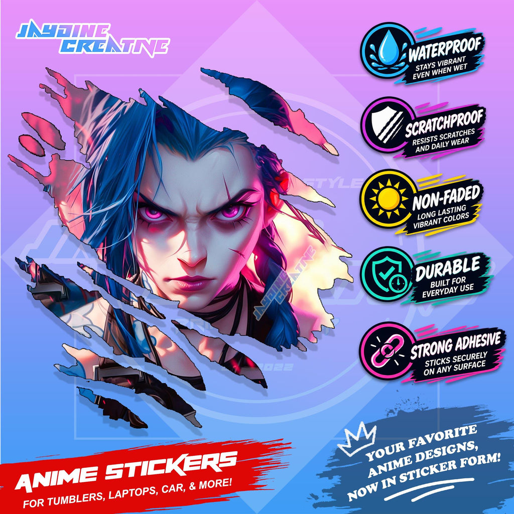 Arcane League of Legends Scratch Design Sticker | Waterproof Vinyl for Helmet, Motorcycle & Tumbler