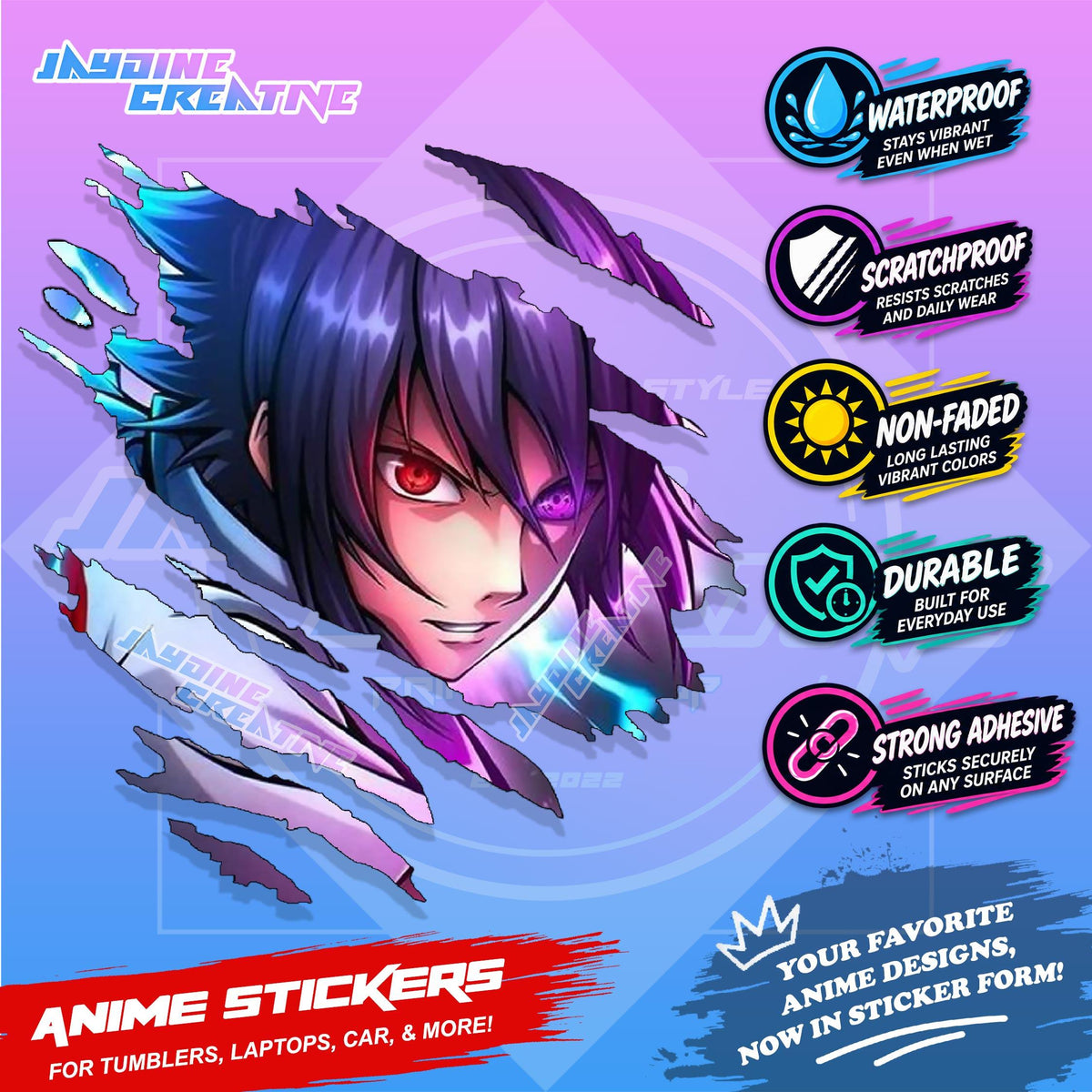 All Anime Anime Inspired Set 2  Anime Inspired Scratch Sticker Waterproof Vinyl for Helmet, Motorcycle, Car, Laptop & Tumbler