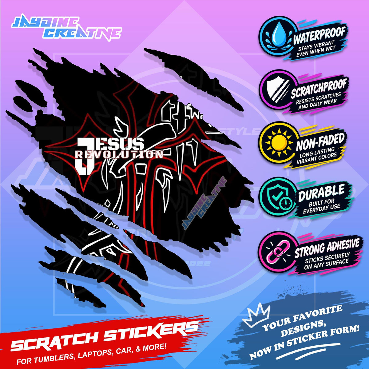 Bible Verse God Jesus Christ Scratch Sticker Waterproof Vinyl for Helmet, Motorcycle, Car & Tumbler