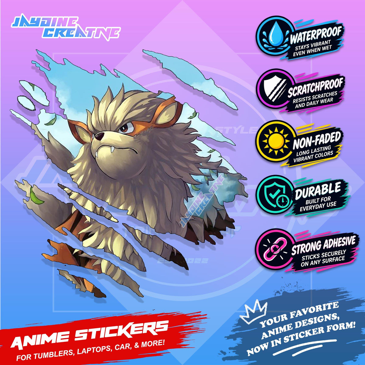 Pokemon Inspired Scratch Sticker | Waterproof Vinyl for Helmet, Motorcycle, Car & Tumbler