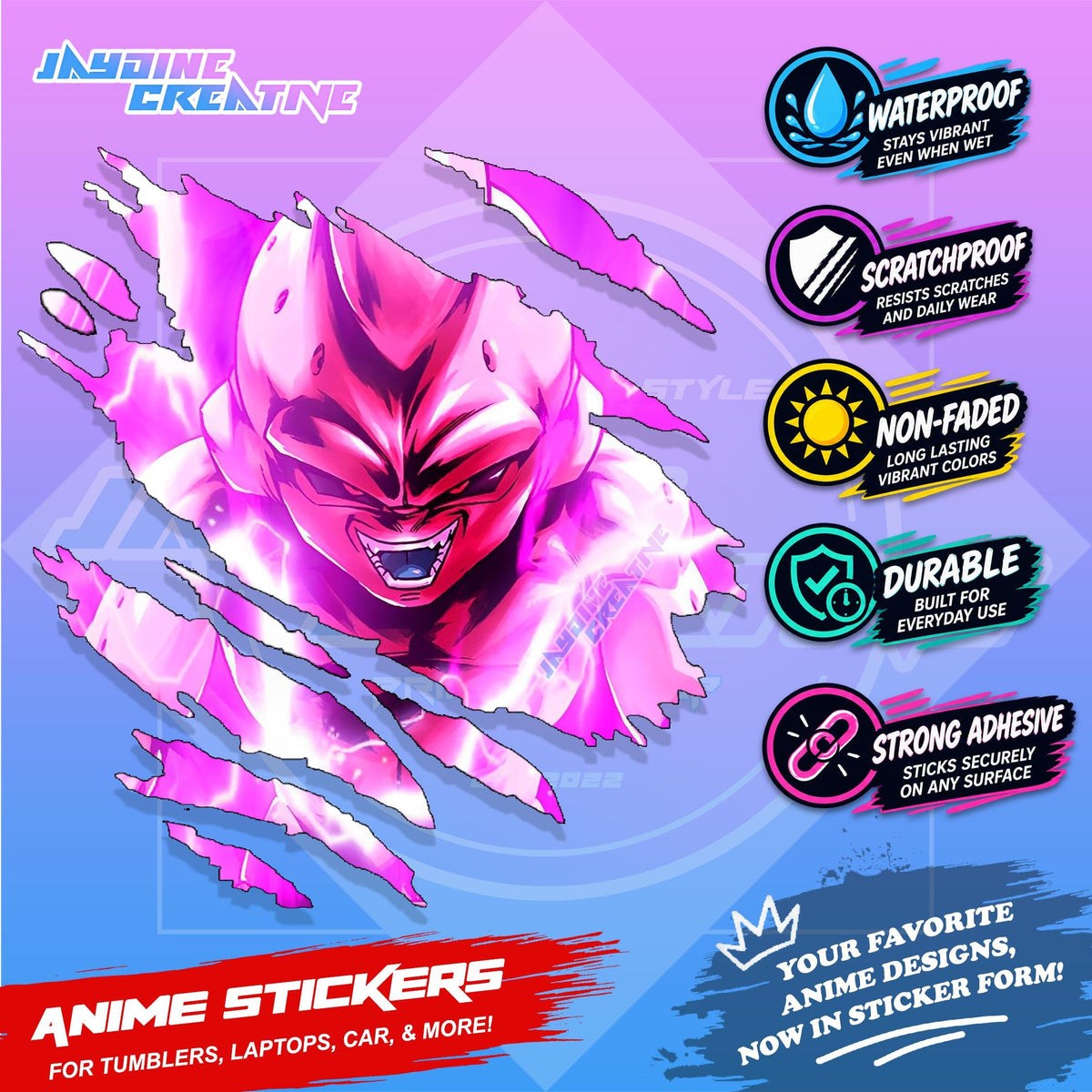 Dragonball Anime Inspired Scratch Sticker Waterproof Vinyl for Helmet, Motorcycle, Car & Tumbler