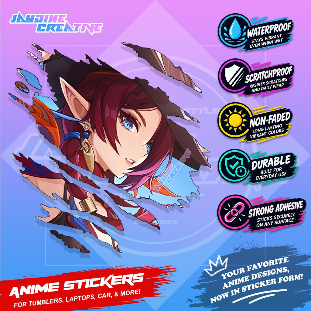 Genshin Natlan Inspired Scratch Sticker | Waterproof Vinyl for Helmet, Motorcycle, Laptop & Tumbler