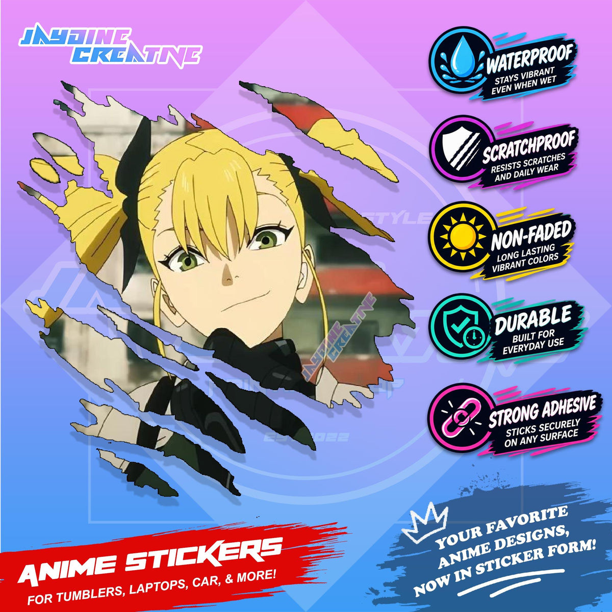 Kaiju no. 8 Anime Inspired Scratch Sticker Waterproof Vinyl for Helmet, Motorcycle, Laptop & Tumbler