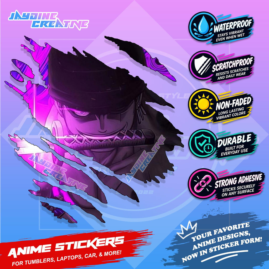 New One Piece Anime Inspired Scratch Sticker Waterproof Vinyl for Helmet, Motorcycle, Car & Tumbler