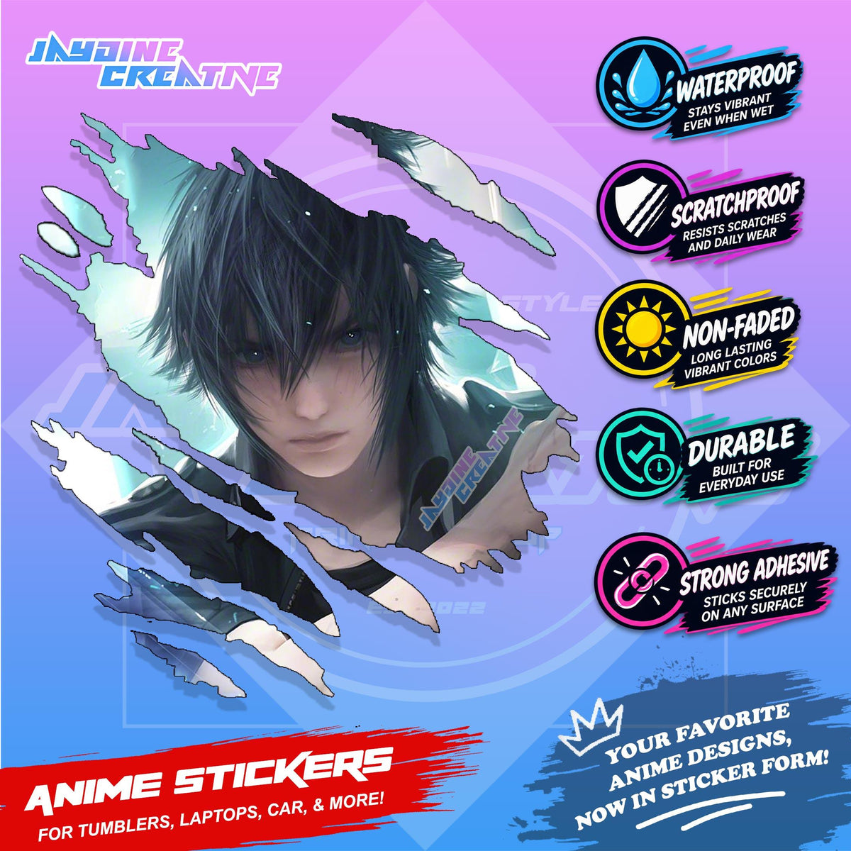 Final Fantasy Inspired Scratch Sticker | Waterproof Vinyl for Helmet, Motorcycle, Laptop & Tumbler