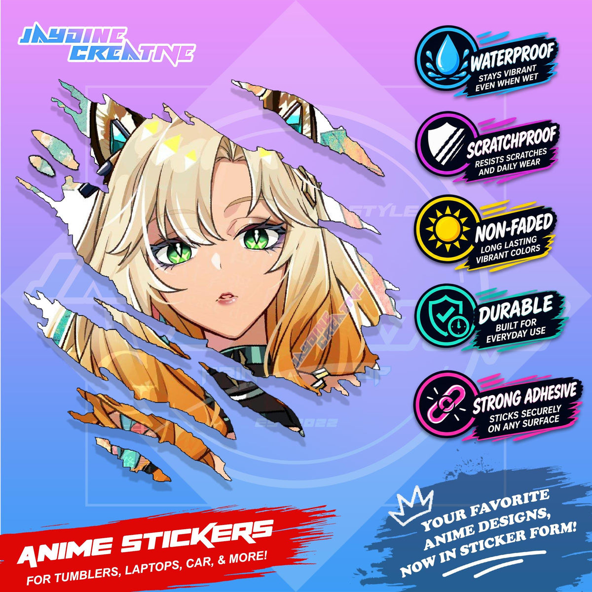 Genshin Natlan Inspired Scratch Sticker | Waterproof Vinyl for Helmet, Motorcycle, Laptop & Tumbler