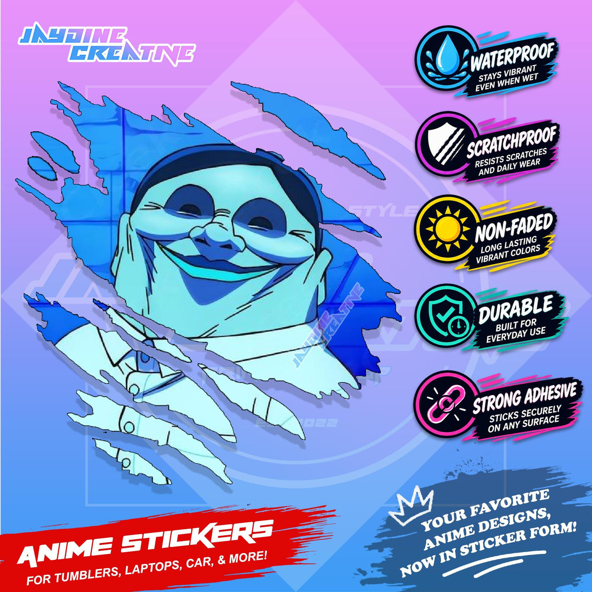 Dandadan Anime Scratch Sticker | Waterproof Vinyl for Helmet, Motorcycle, Car, Laptop & Tumbler
