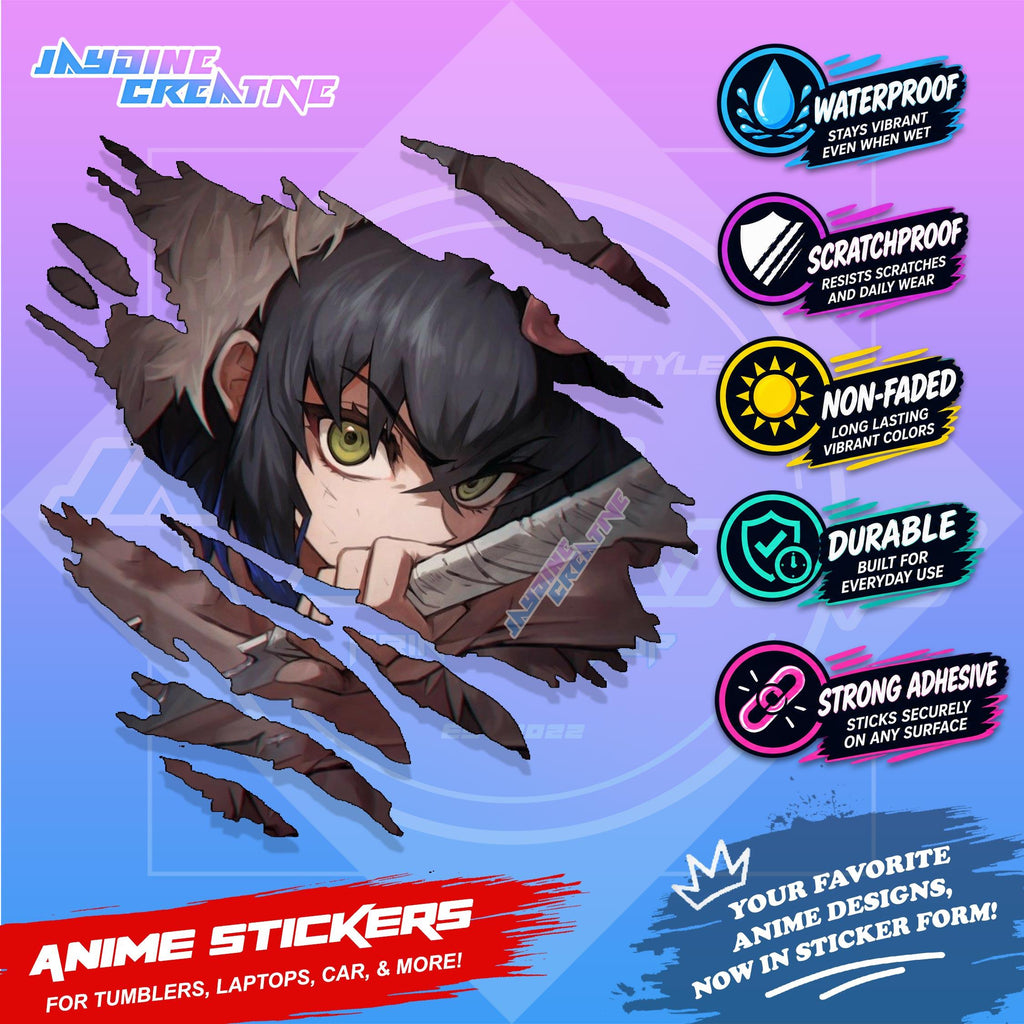 Demon Slayer Anime Inspired Scratch Sticker | Waterproof Vinyl for Helmet, Motorcycle & Tumbler