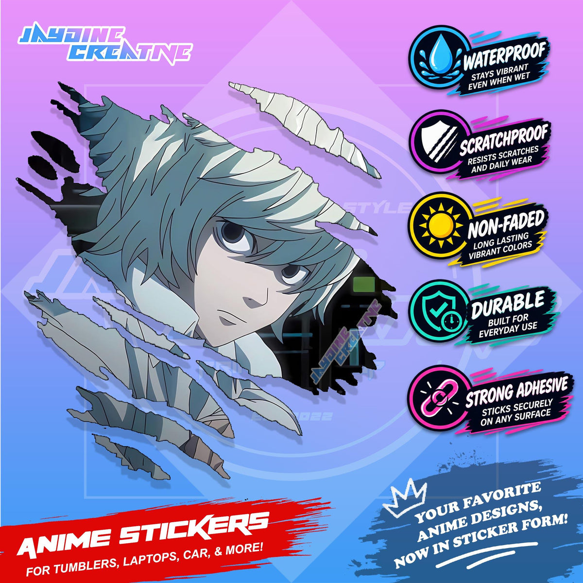 Death Note Anime Inspired Scratch Sticker | Waterproof Vinyl for Helmet Motorcycle, Laptop & Tumbler