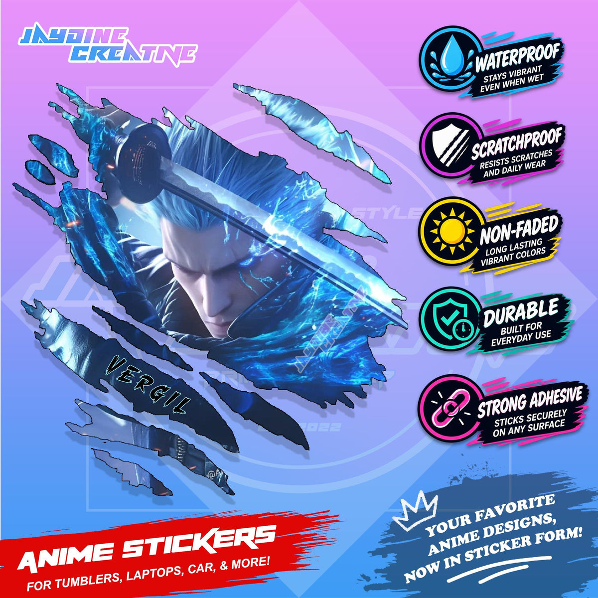 Devil May Cry Inspired Scratch Sticker | Waterproof Vinyl for Helmet, Motorcycle, Laptop & Tumbler