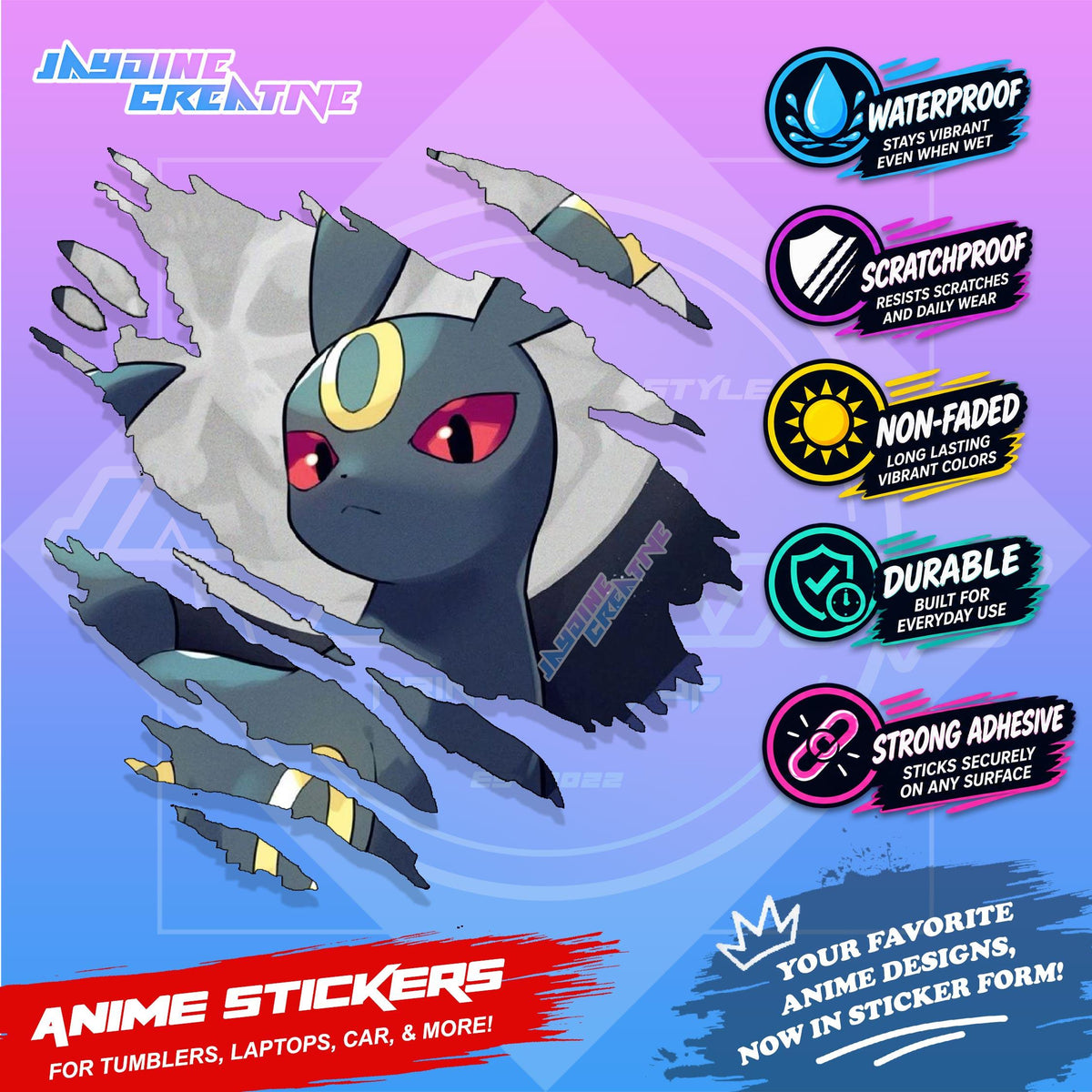 Pokemon Inspired Scratch Sticker | Waterproof Vinyl for Helmet, Motorcycle, Car & Tumbler