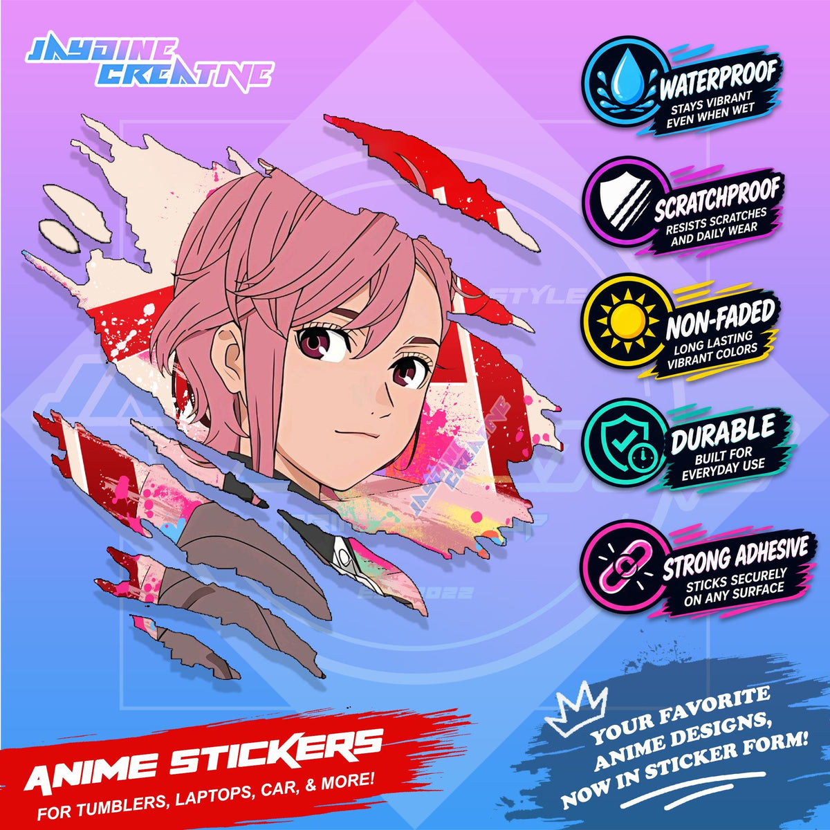 Dandadan Anime Scratch Sticker | Waterproof Vinyl for Helmet, Motorcycle, Car, Laptop & Tumbler