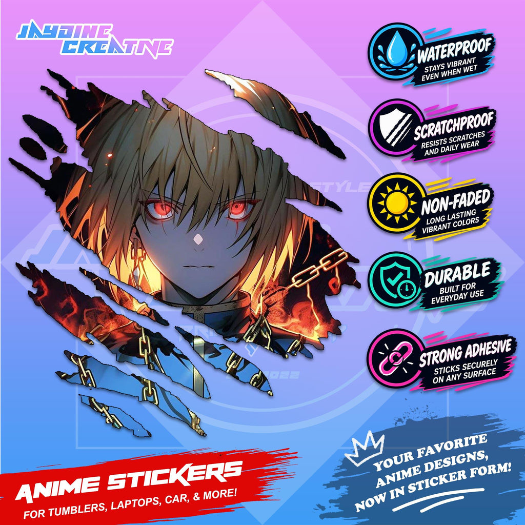 Hunter x Hunter Inspired Scratch Sticker | Waterproof Vinyl for Helmet, Motorcycle, Car & Tumbler