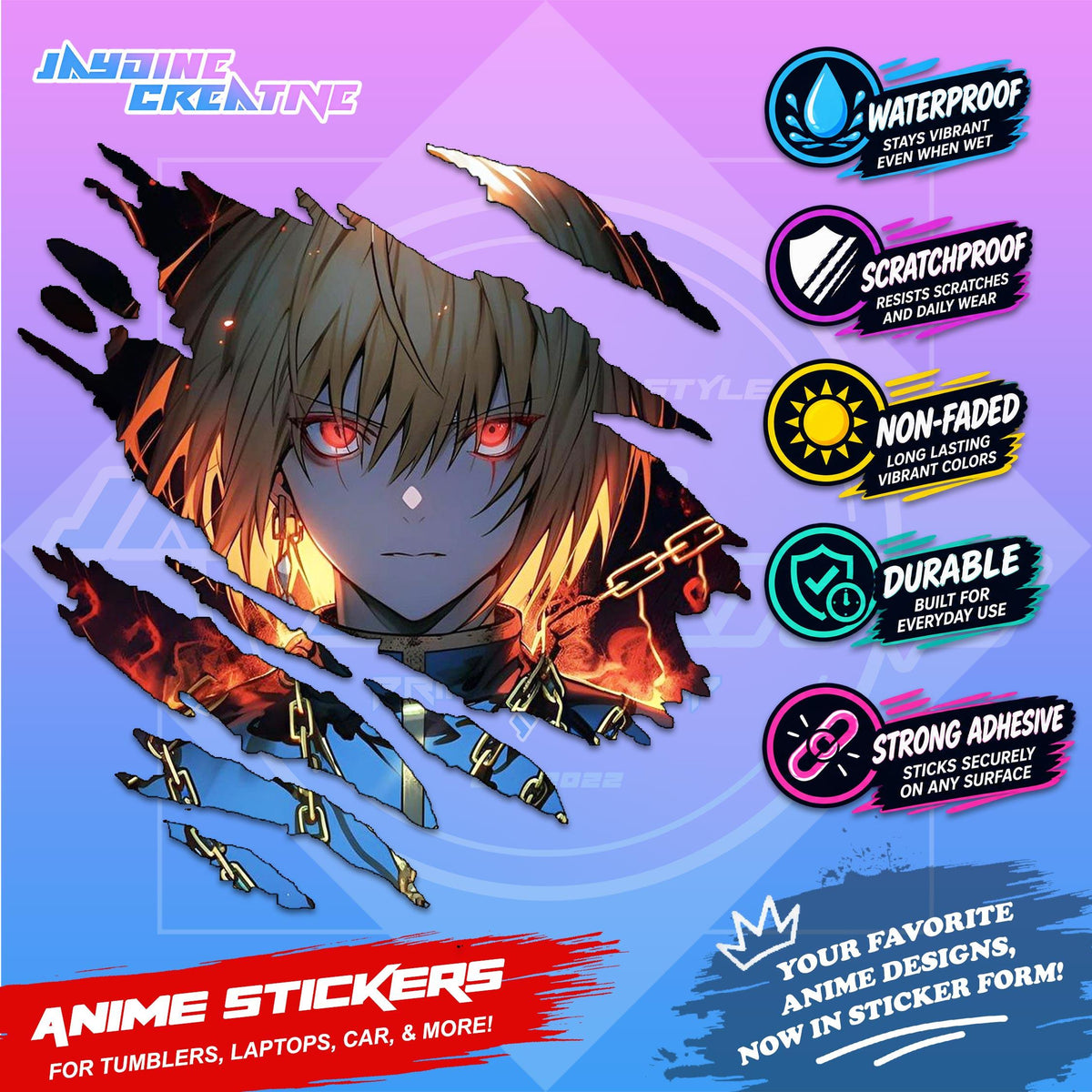 Hunter x Hunter Inspired Scratch Sticker | Waterproof Vinyl for Helmet, Motorcycle, Car & Tumbler