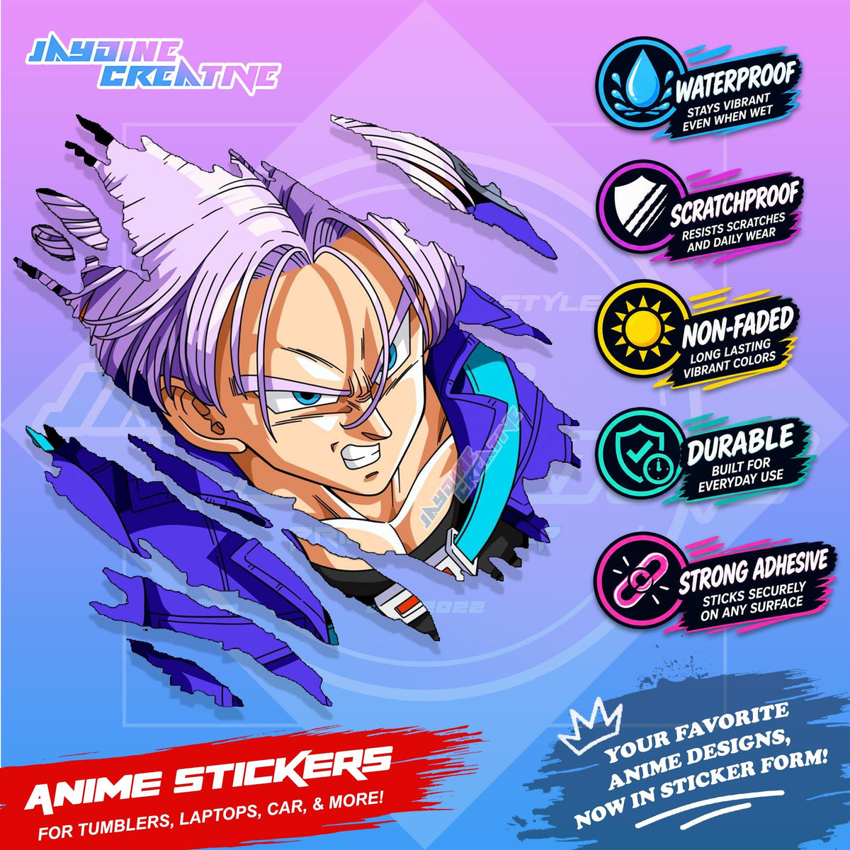 Dragonball Anime Inspired Scratch Sticker Waterproof Vinyl for Helmet, Motorcycle, Car & Tumbler